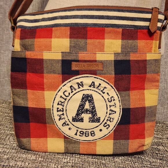 Bella Taylor All Stars Cross Body Shoulder Purse Fabric Patchwork - Picture 6 of 15